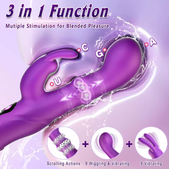 💜 Vibrador Rotativo 4 em 1 – O Coelho Mágico do Prazer Feminino💜