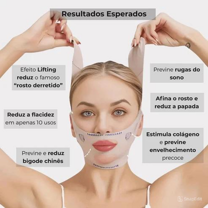 V- LiftUp - Máscara Coreana - Levanta o rosto, suaviza rugas e reduz papada